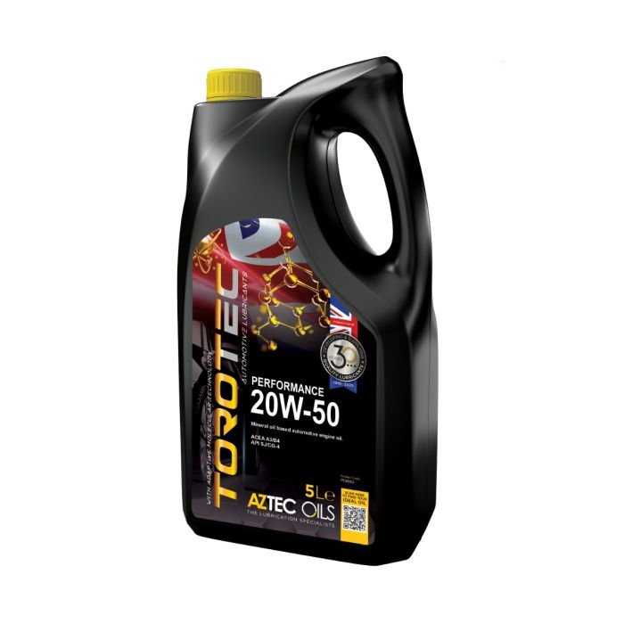 AZTEC TOROTEC PERFORMANCE 20W-50 MINERAL x 5 litres (Box of 4) Aztec Torotec Performance 20W-50 Mineral – 5 Litre (Box of 4) – Harlow Lubricants