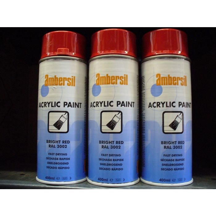 Ambersil Acrylic Paint – Bright Red RAL 3002 – 400ml (Box of 6) Ambersil Acrylic Paint – Bright Red RAL 3002 – 400ml (Box of 6) – Harlow Lubricants