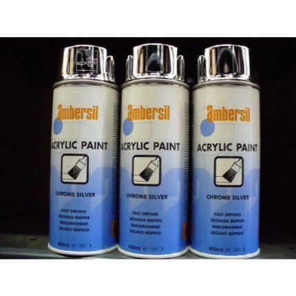 Ambersil Acrylic Paint – Chrome Silver – 400ml (Box of 6) – Harlow Lubricants