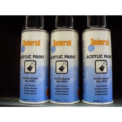 Ambersil Acrylic Paint – Gloss Black RAL 9005 – 400ml (Box of 6) – Harlow Lubricants