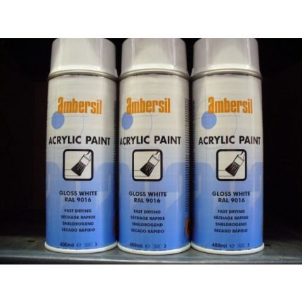 Ambersil Acrylic Paint – Gloss White RAL 9016 – 400ml (Box of 6) – Harlow Lubricants